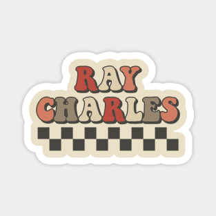 Ray Charles Checkered Retro Groovy Style Magnet