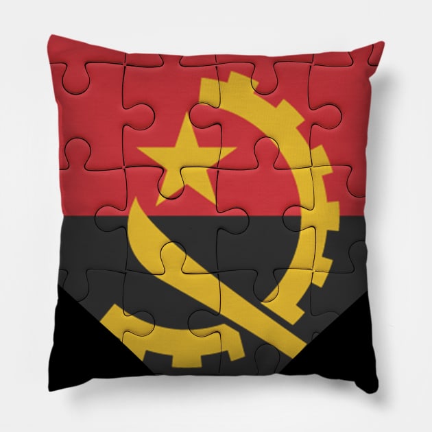 Angolan Jigsaw Puzzle Heart Design - Gift for Angolan With Angola Roots Pillow by Country Flags