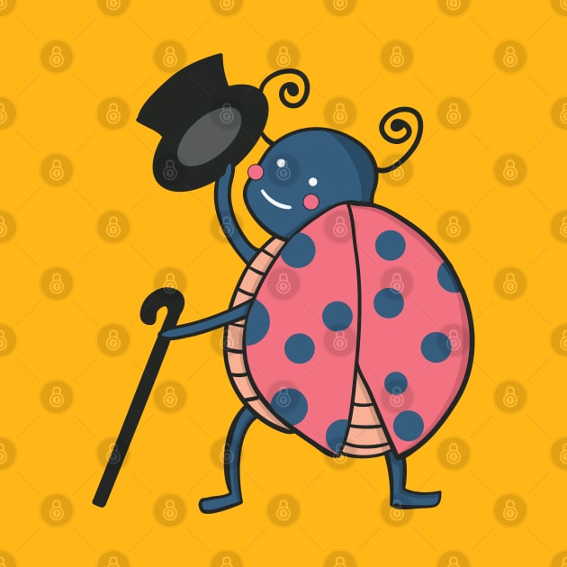 Kawaii cute Ladybug with top hat Drawing by MariOyama