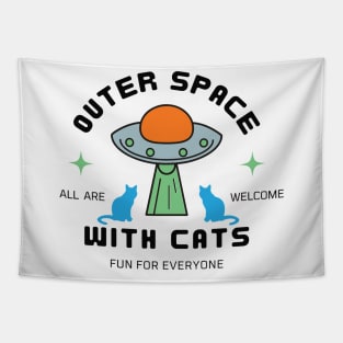 Outer space With Cats Tapestry