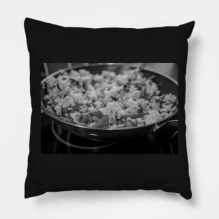 Egg and vegetable rice cooking on the hob Pillow