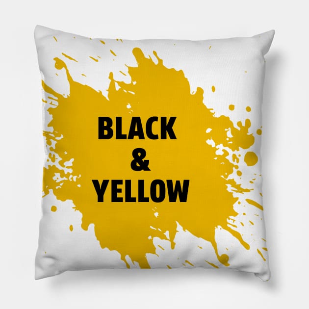 black and yellow t-shirt Pillow by animales_planet