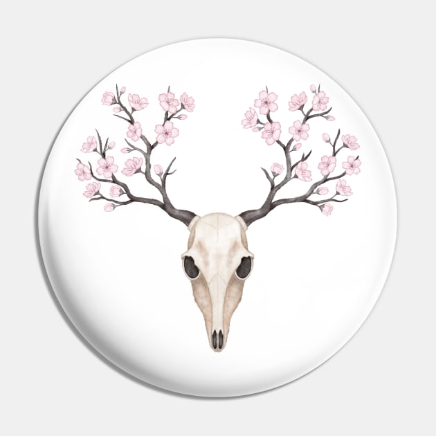 Blooming deer skull Pin by Laura_Nagel