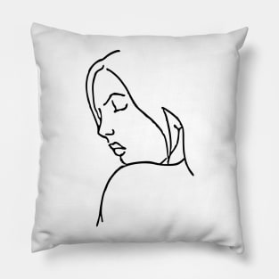 Line Drawing of Girl Pillow