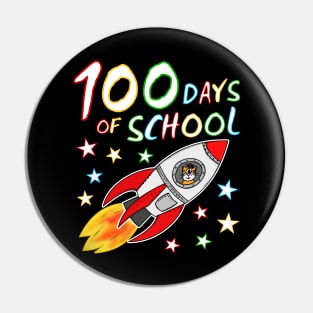 100 Days Of School Cat Space Rocket Kindergarten 2022 Pin