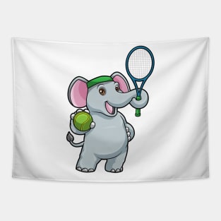 Elephant at Tennis with Tennis racket & Ball Tapestry