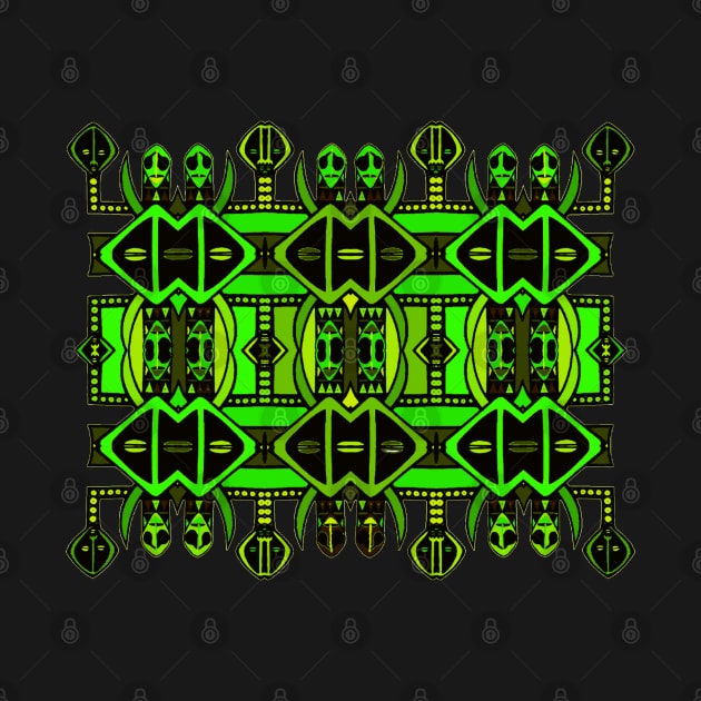 African Symbolic Design in Greens - "The Knowledge of Tradition" by Tony Cisse Art Originals