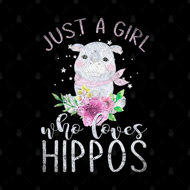 Vintage Just A Girl Who Loves Hippos Hippo by ShirtsShirtsndmoreShirts