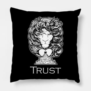 Heart of A Lion - Trust - White Outlined Version Pillow