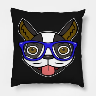 Hipster Boston Terrier Pillow