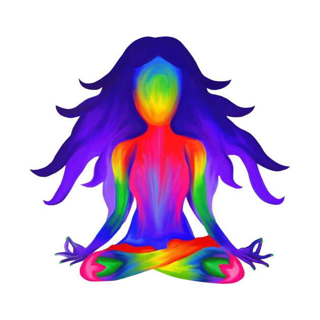 Rainbow Yoga Half Lotus Pose by Art by Deborah Camp