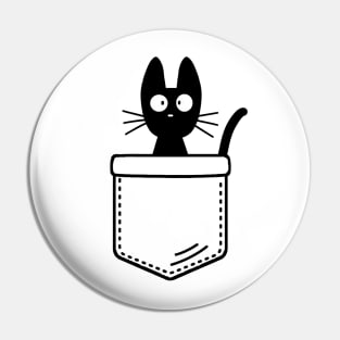 Cute Black Cat In Pocket Pin