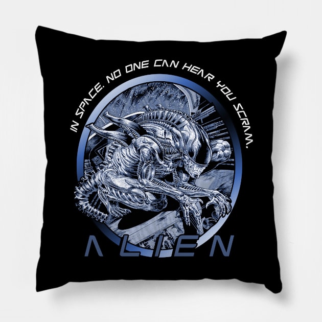 The Xenomorph // 80s Sci fi Pillow by Niko Neon