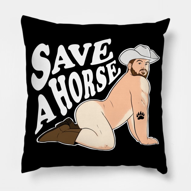 Save a Horse vol.2 - Bryton Wood - Dark Tee Pillow by RobskiArt