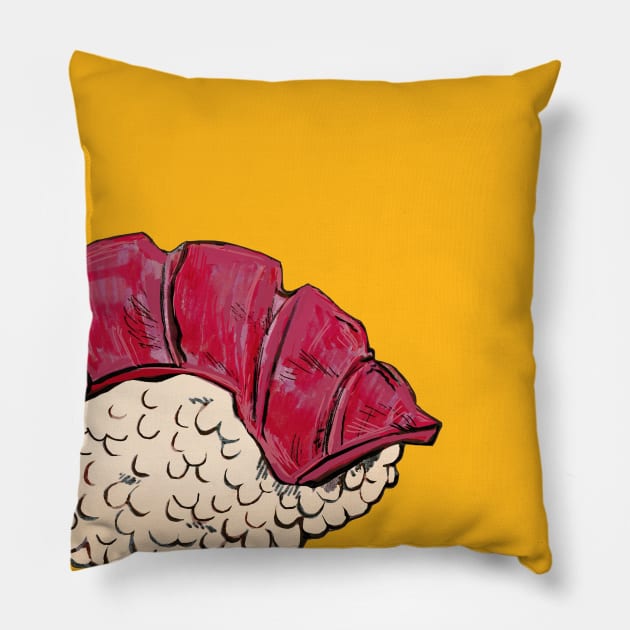 Tuna Sushi Pillow by minniemorrisart