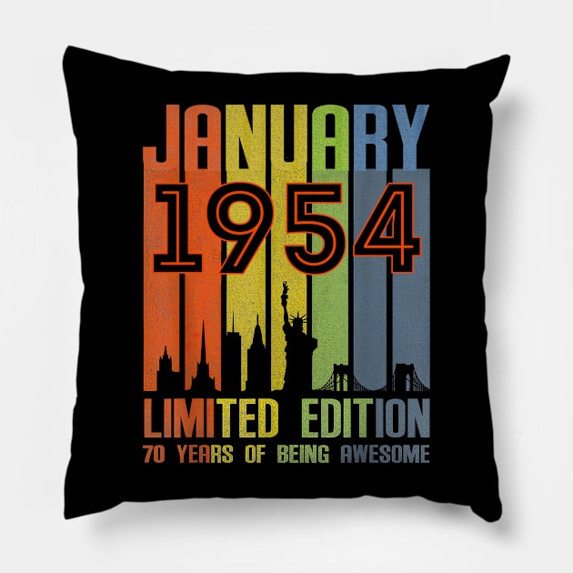 January 1954 70 Years Of Being Awesome Limited Edition Pillow by Brodrick Arlette Store