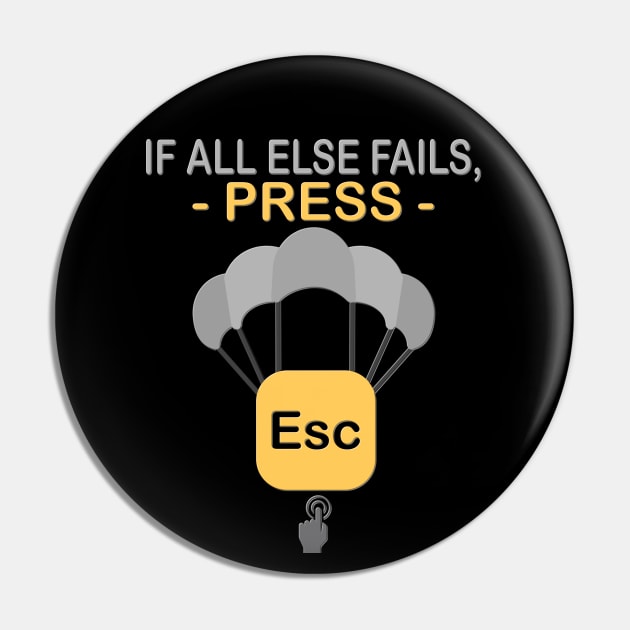 If all else fails Press Escape ESC, Geek Nerd, Funny Computer, Quote Saying, IT Developer, Control Alt Delete, IT Tech Support, IT Technician, Programmer Pin by DESIGN SPOTLIGHT