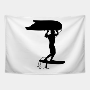 Surfer wing surfing with a foil wing Tapestry