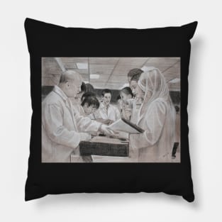 Pathology Lab - Drawing by Avril Thomas - Adelaide Artist Pillow