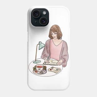 Writing girl Phone Case