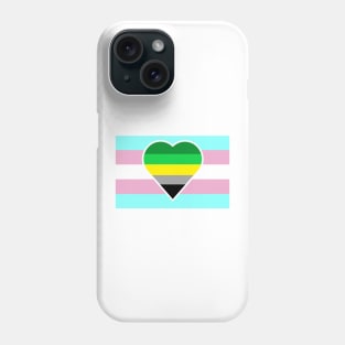 Transgender Pride Flag with Aromantic Heart (Yellow-Stripe Variant) Phone Case