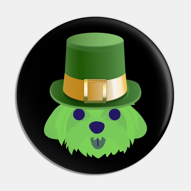 Maltese St Patrick's Day Funny Dog with St Patrick's Hat Pin by docferds