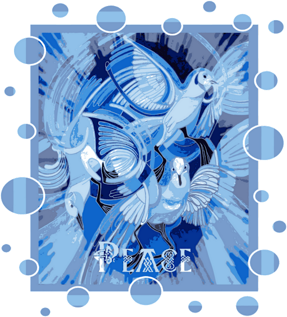 Dove With Celtic Peace Text In Blue Tones Kids T-Shirt by taiche