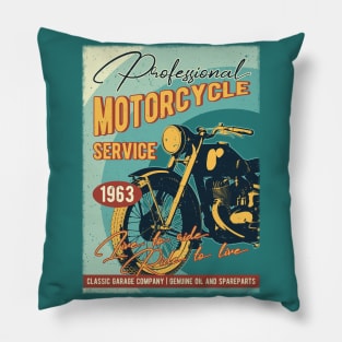 Motorcycle service poster Pillow