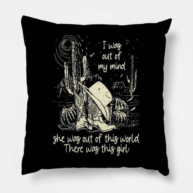 I was out of my mind, she was out of this world Cactus Boots Hat Deserts Pillow by Chocolate Candies