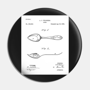 Kitchen Spoon Patent - Cook Chef Farmhouse Decor Art - White Pin