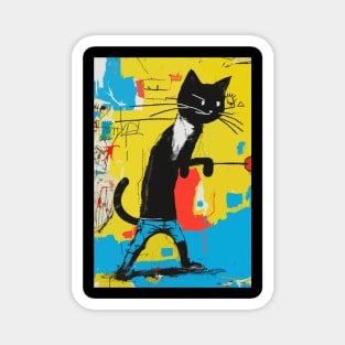 Black Cat Street Art Magnet