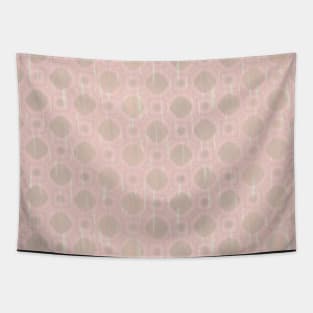 gold-colored rounded geometric shapes against matt pink Tapestry