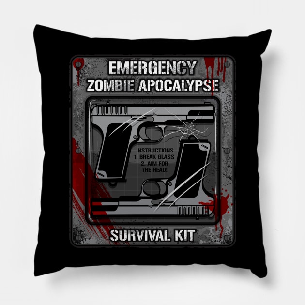 Zombie Apocalypse Survival Kit Pillow by RadStar