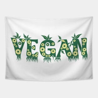 Vegan Letters with Plants Tapestry