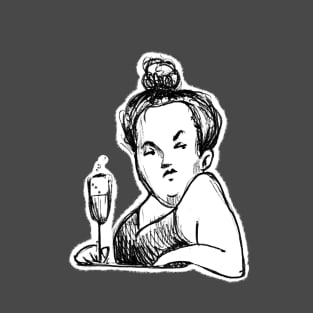 lady with glass of wine T-Shirt