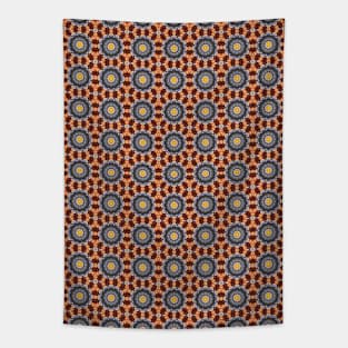 Blue and Orange Floral Pattern Tapestry