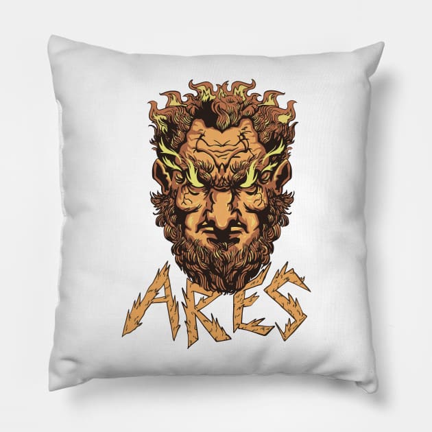 Ares  Head   P R t shirt Pillow by LindenDesigns