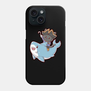 Cute Pirate Cat Rides Shark Phone Case