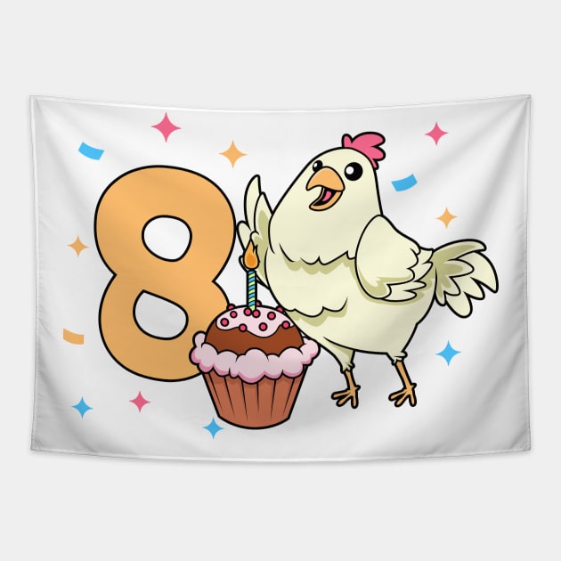 I am 8 with chicken - kids birthday 8 years old Tapestry by Modern Medieval Design