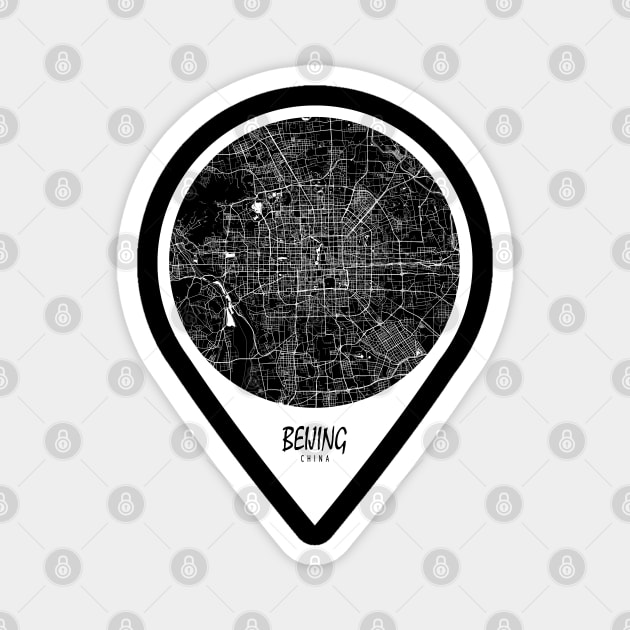 Beijing, China City Map - Travel Pin Magnet by deMAP Studio