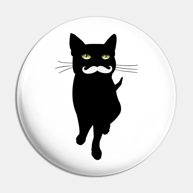 Cat With Mustage | Cat Lovers Pin by Pushloop