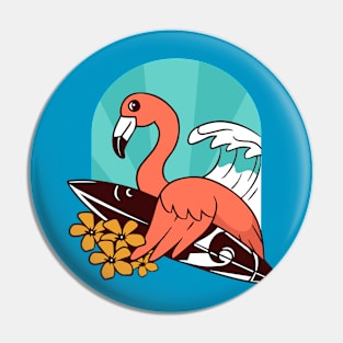 Flamingo Surfer Pin