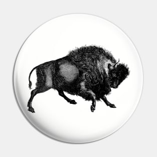 Vintage Bison retro Buffalo illustration Pin