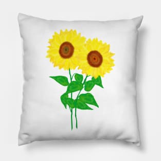 Sunflower Duo (White Background) Pillow