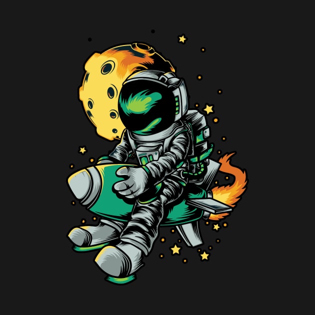 Astronaut Riding Rocket by unrefinedgraphics