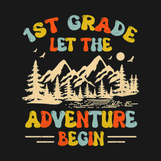 Groovy 1st Grade Let The Adventure Begin Back To School T-Shirt