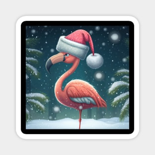 Cute Christmas Flamingo Magnet