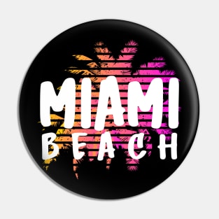 Miami Beach Florida City Palm Trees Sunset Design Pin