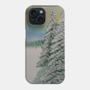 A winter landscape scene with pines Phone Case