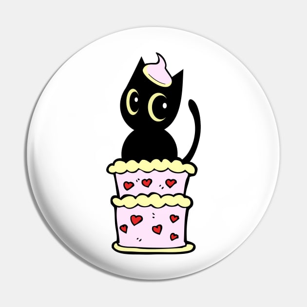 Funny Black cat jumping out of a cake Pin by Pet Station